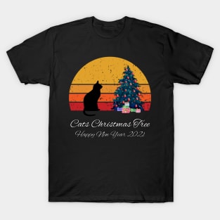 Cat christmas tree xmas gift funny T-Shirt